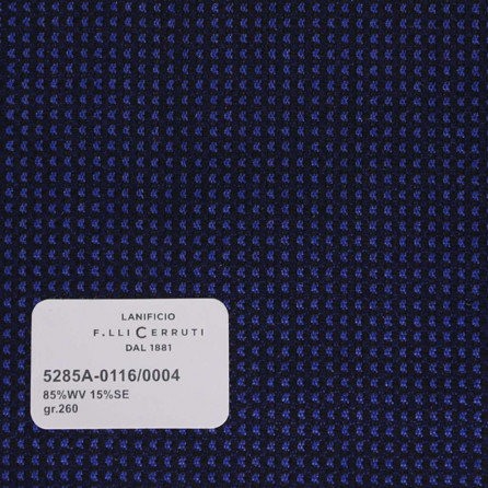 5285a-0116/0004 Cerruti Lanificio - Vải Suit 100% Wool - Xanh Dương Caro Đen